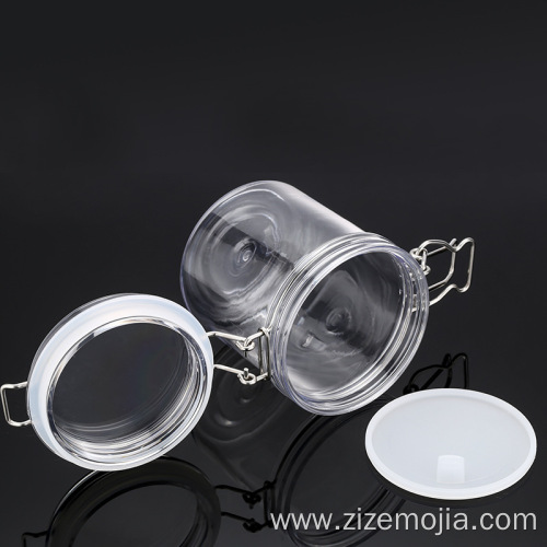 Empty transparent PET plastic cream jar